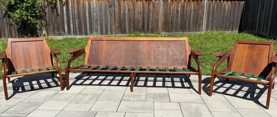 Mcm teak 1 sofa  and2 chairs available image indicator(5)