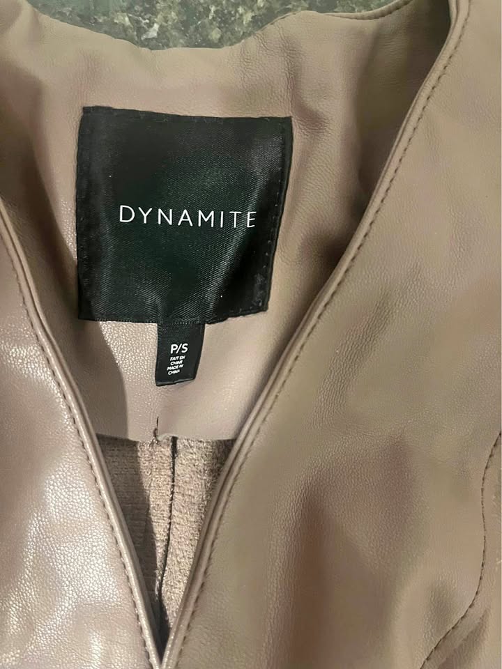 Neutral tone leather jacket