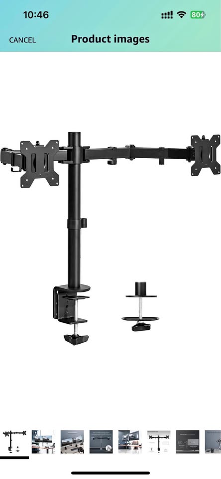 Dual Monitor Desk Mount, Fits 2 LCD LED Screens up to 30"