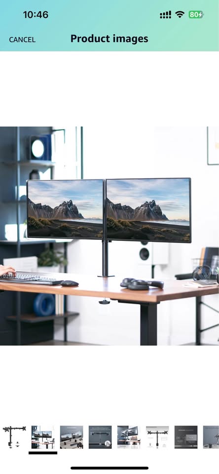 Dual Monitor Desk Mount, Fits 2 LCD LED Screens up to 30" - photo 2