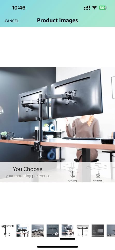 Dual Monitor Desk Mount, Fits 2 LCD LED Screens up to 30" - photo 3