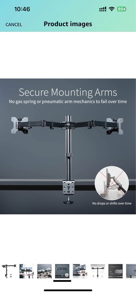 Dual Monitor Desk Mount, Fits 2 LCD LED Screens up to 30" - photo 5