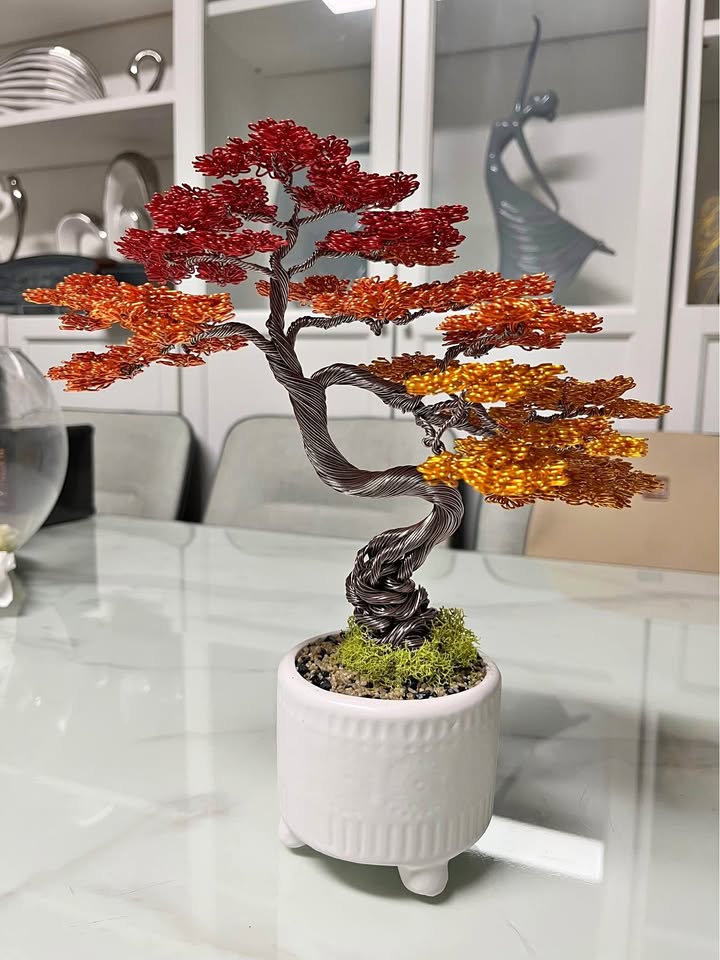 🍁 Handmade Autumn Aluminum Bonsai Tree
