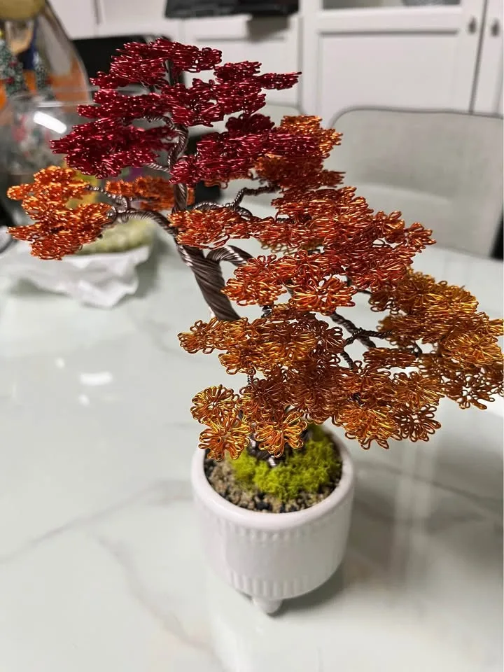 🍁 Handmade Autumn Aluminum Bonsai Tree image indicator(3)