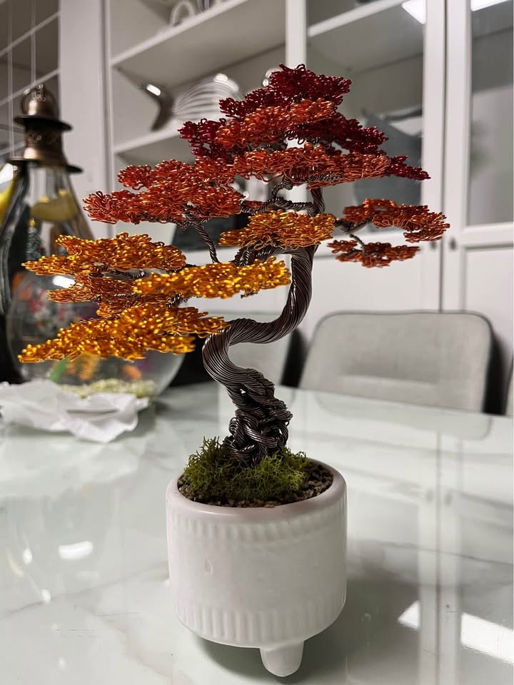🍁 Handmade Autumn Aluminum Bonsai Tree - photo 4