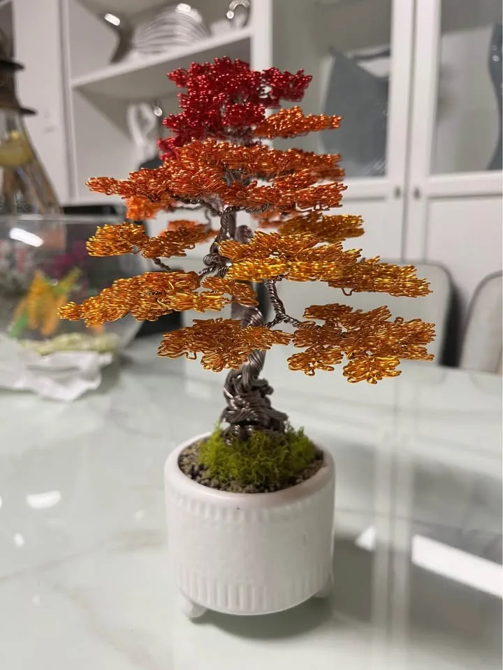 🍁 Handmade Autumn Aluminum Bonsai Tree image indicator(5)