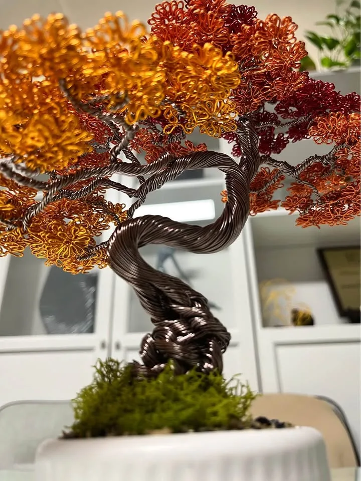 🍁 Handmade Autumn Aluminum Bonsai Tree image indicator(7)