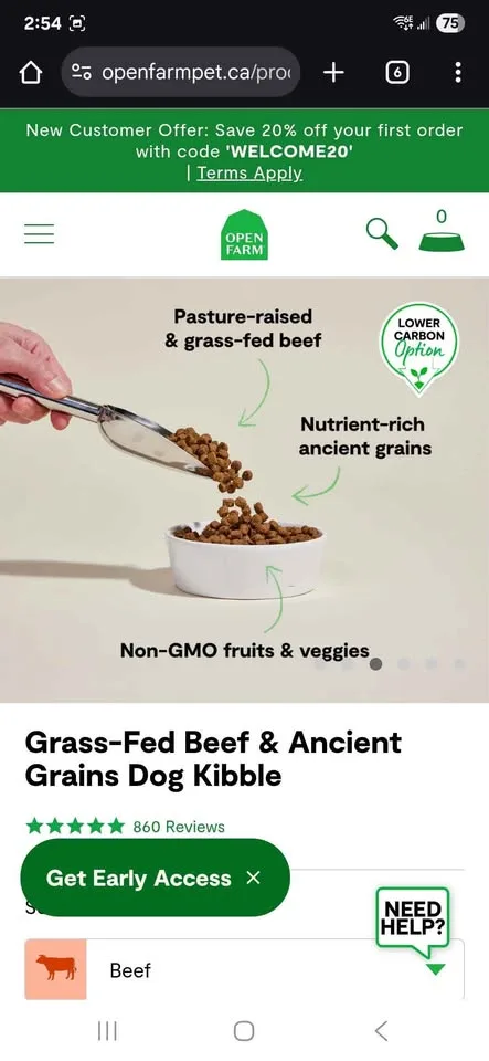 Open Farm Grass-Fed Beef Ancient Grains Dry Dog food image indicator(2)