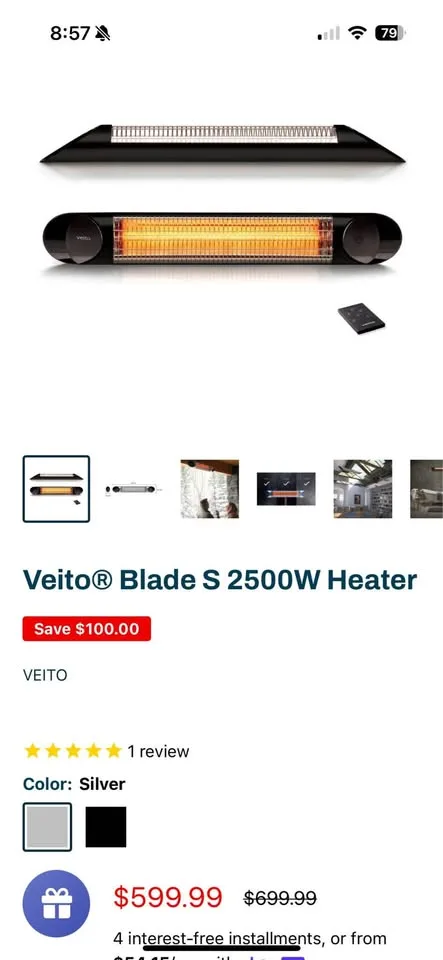 Veito Blade S 2500W infrared heater image indicator(7)