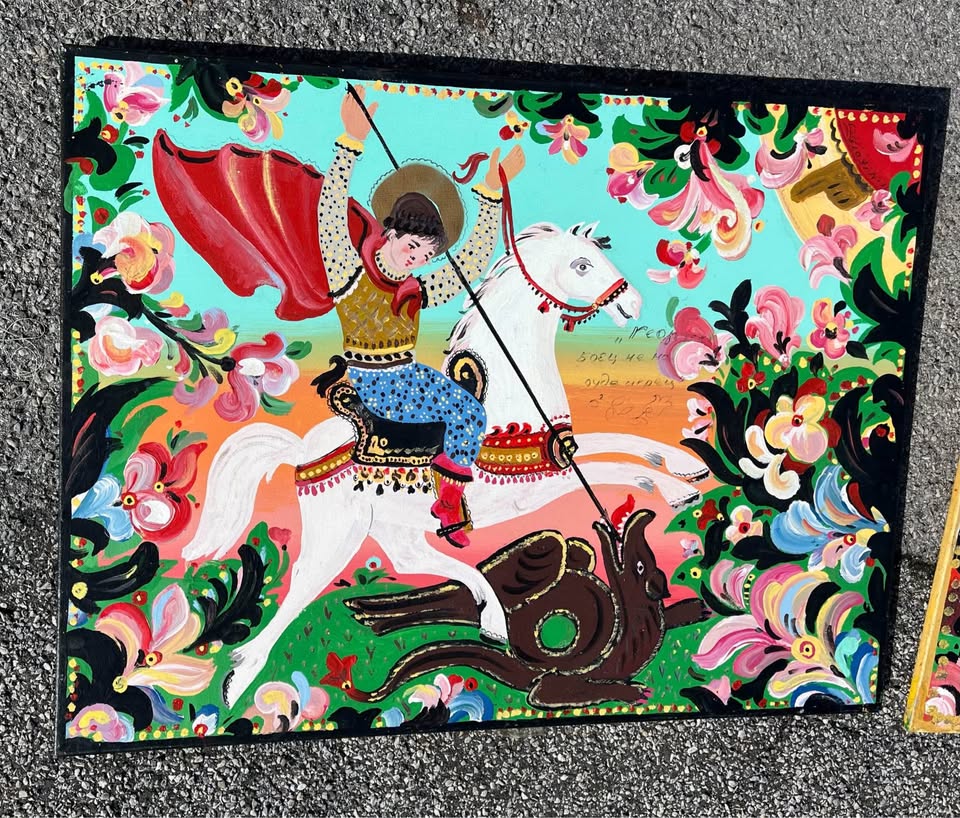 Colorful Folk Art Painting Large 4ft x 3ft - photo 2