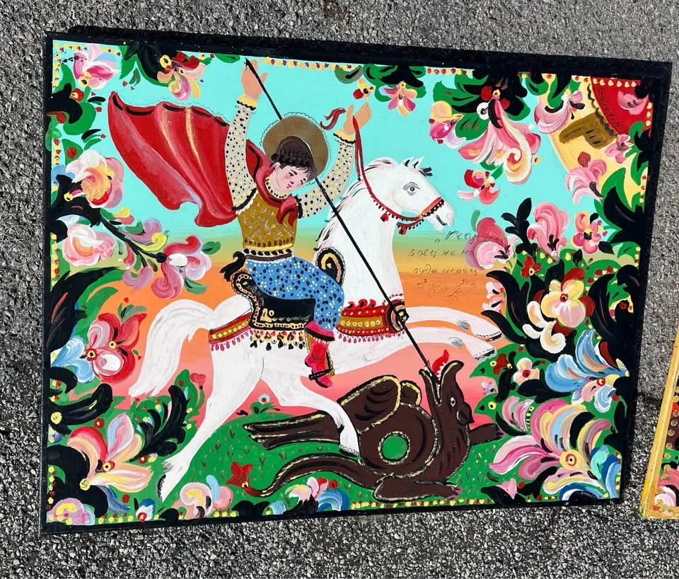 Colorful Folk Art Painting Large 4ft x 3ft image indicator(2)