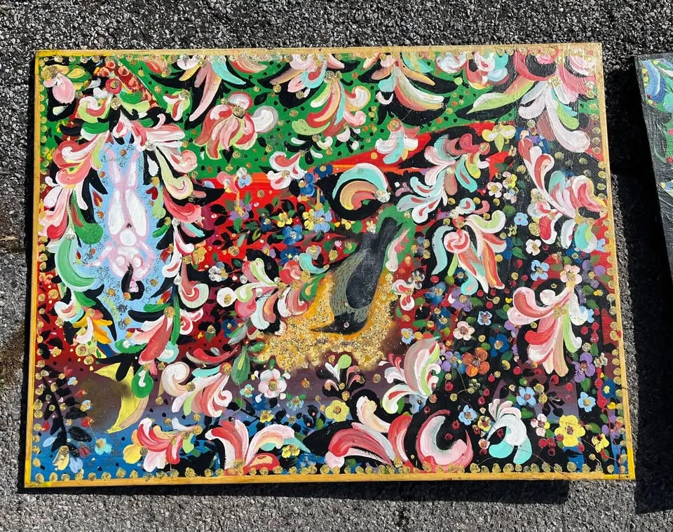 Colorful Folk Art Painting Large 4ft x 3ft image indicator(3)