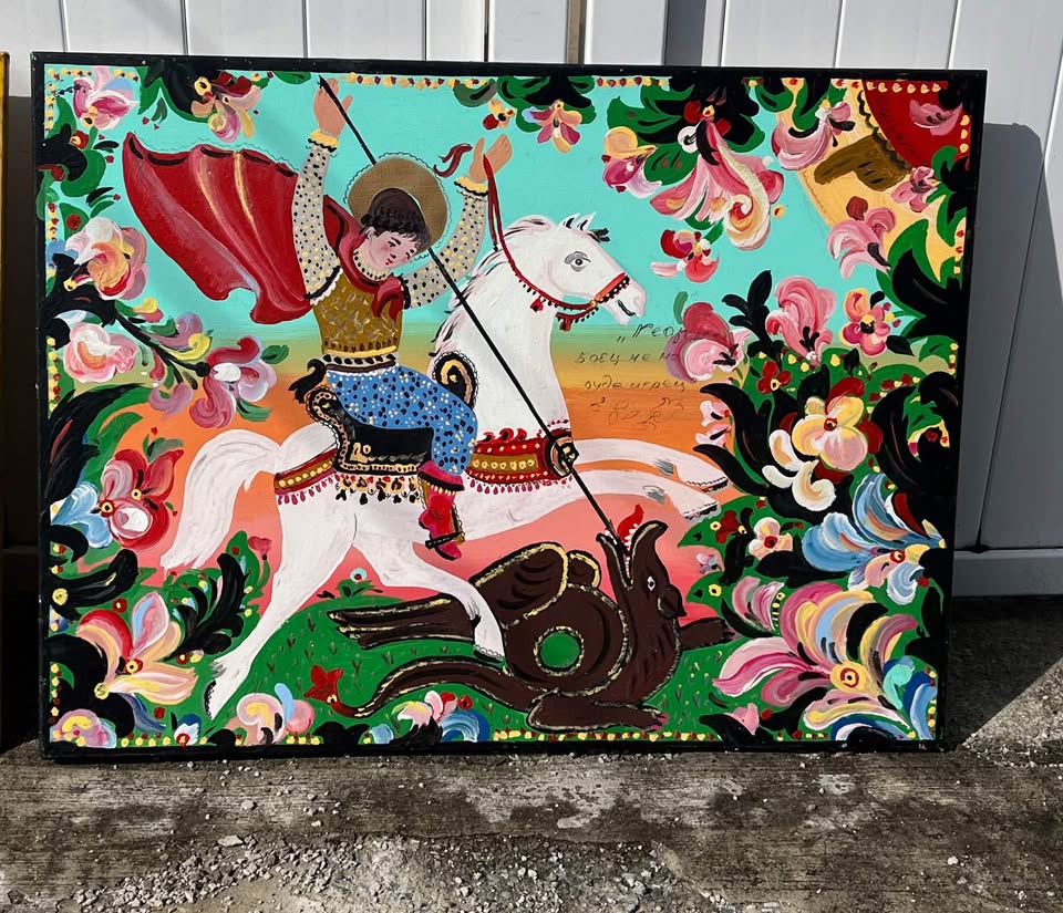Colorful Folk Art Painting Large 4ft x 3ft - photo 5