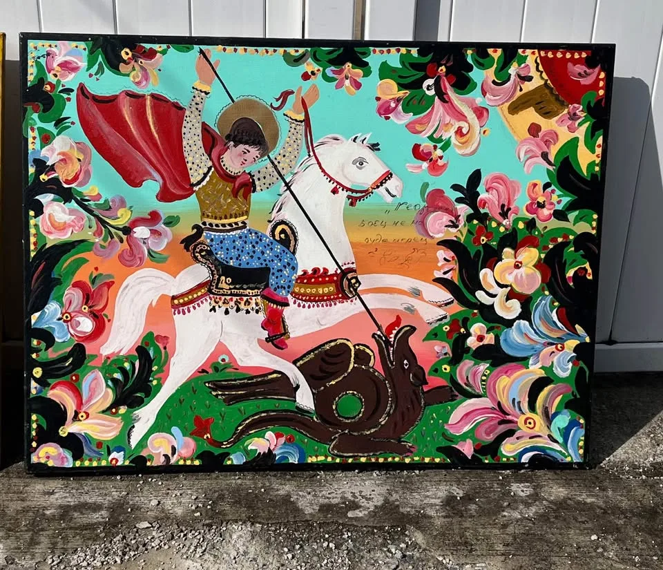 Colorful Folk Art Painting Large 4ft x 3ft image indicator(5)