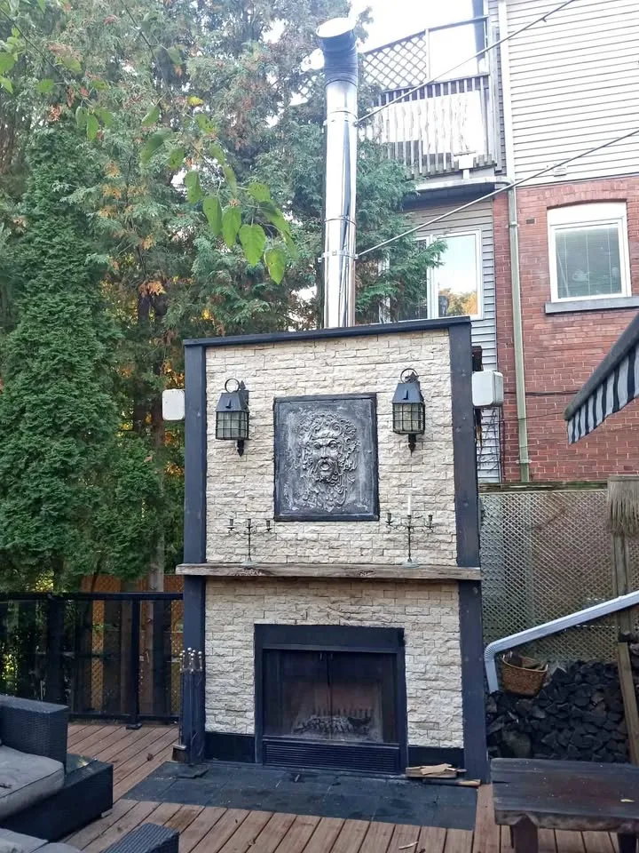 Outdoor Fireplace with Mantel, Flue, and Chimney thumbnail