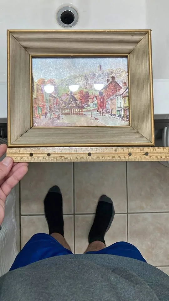 Vintage embossed foil frame village scene thumbnail