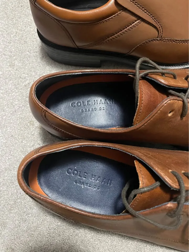 Mens Brown Leather Dress Shoes (Cole Haan US 8, Dockers US 9) image indicator(2)