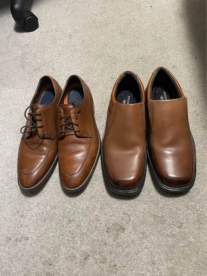 Mens Brown Leather Dress Shoes (Cole Haan US 8, Dockers US 9) image indicator(4)