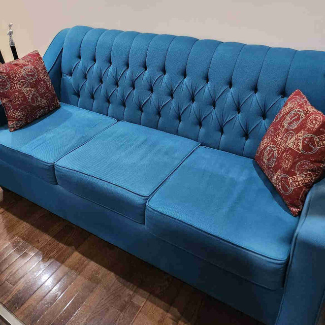 Blue and Red Sofa Set