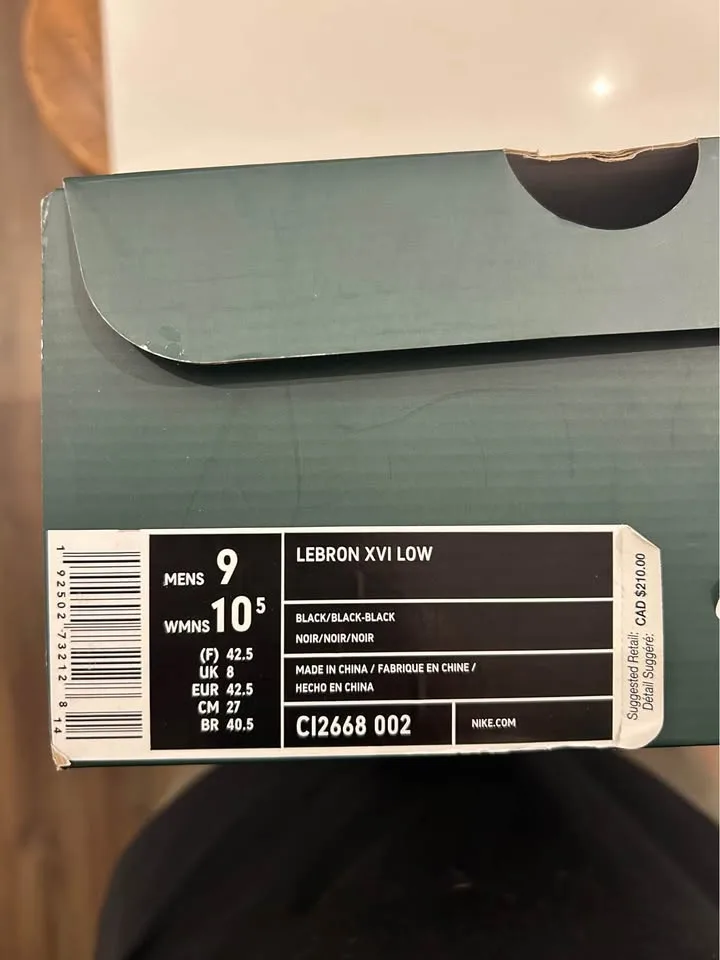 Brand New LeBron 16 Triple black Size 9 image indicator(5)