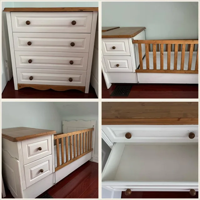 Baby Furniture Set – 4-Drawer Dresser & Convertible Baby Bed
