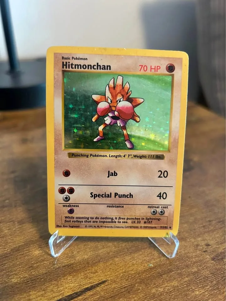 Pokémon HITMONCHAN 7/102 Holo Rare Base Set (Shadowless) thumbnail