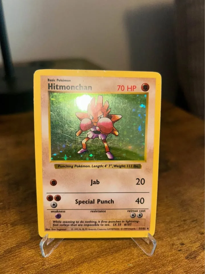 Pokémon HITMONCHAN 7/102 Holo Rare Base Set (Shadowless) image indicator(3)