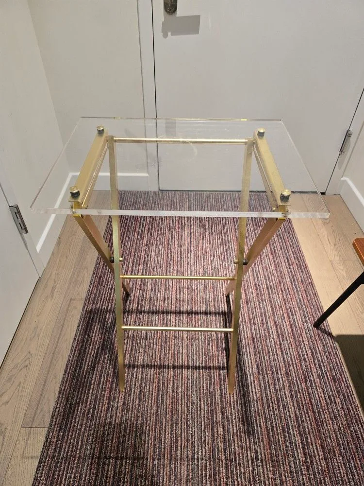CB2 Folding Table - Clear Acrylic Modern Accent / Side Table thumbnail