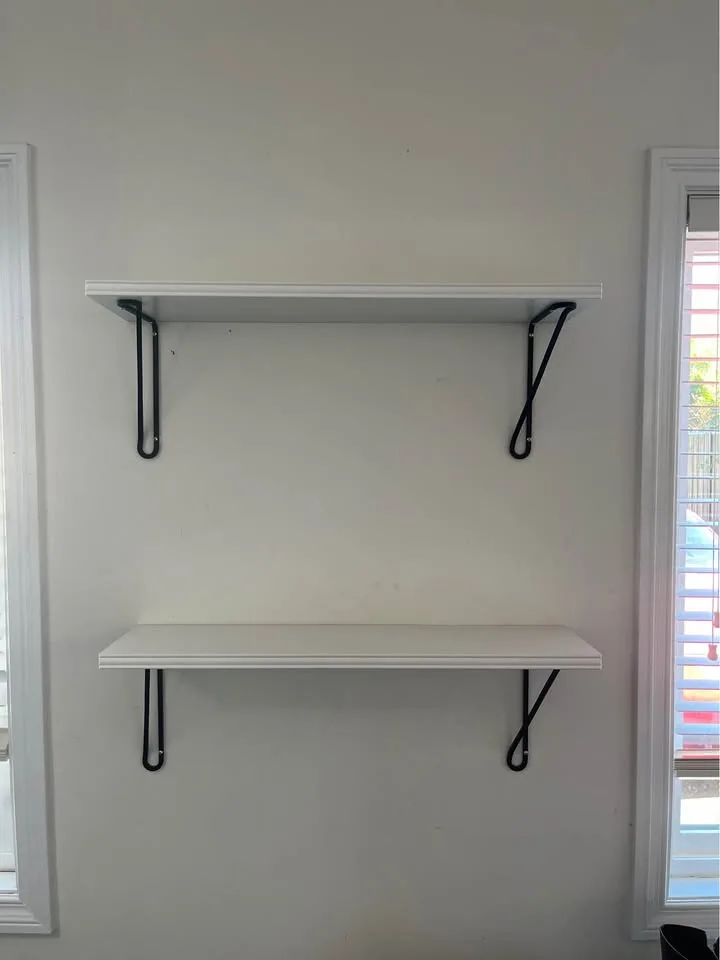 2 IKEA bergshult white shelves + 4 forlaggare brackets thumbnail