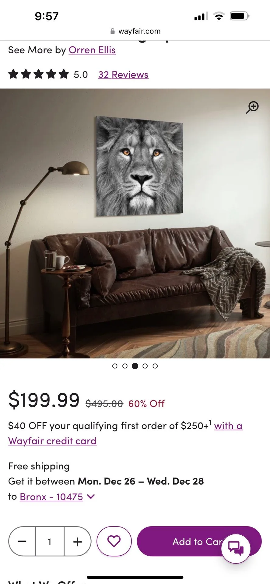 Lion Glass Wall Frame image indicator(2)