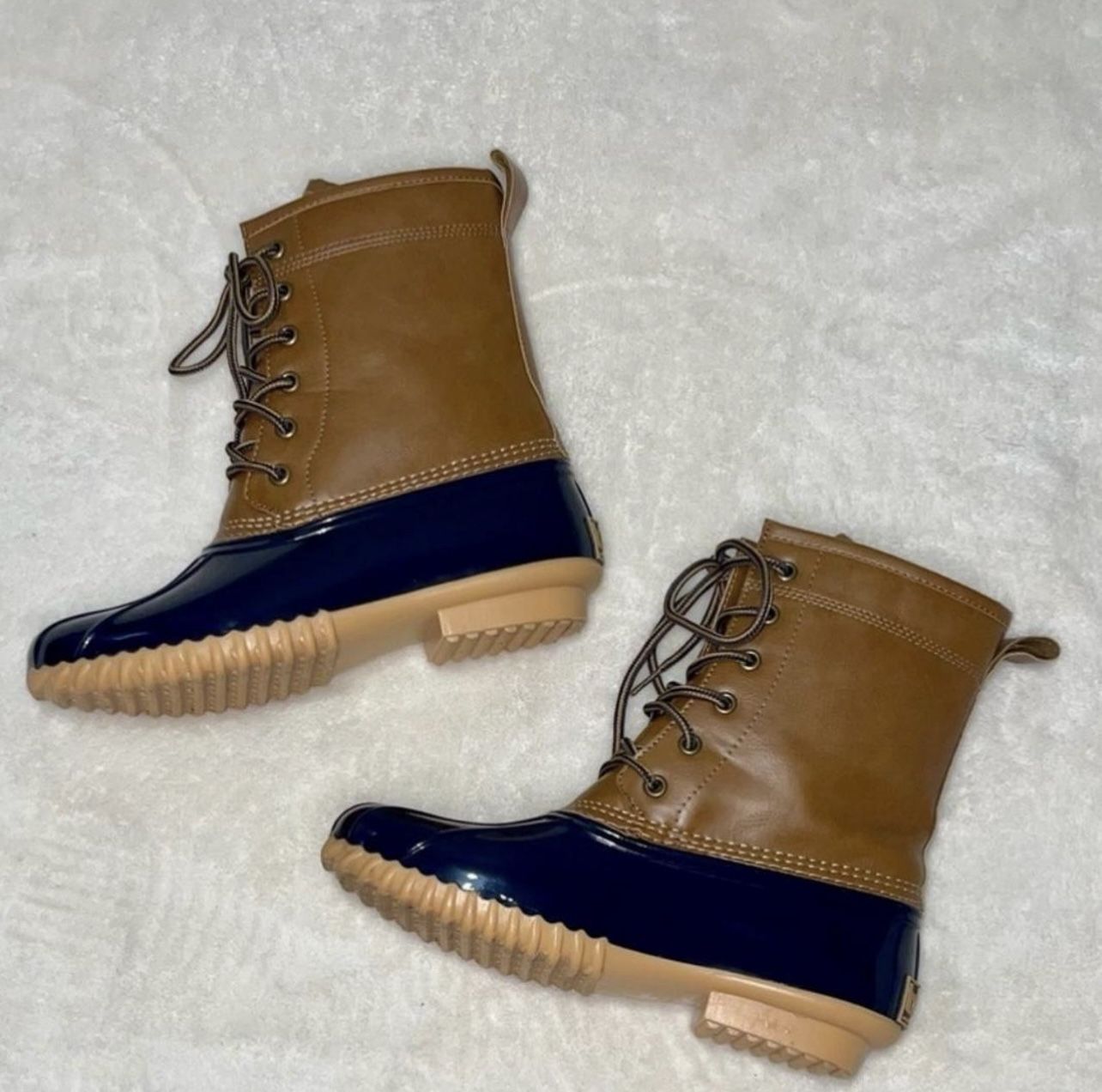 Totes Brown and Navy Women’s Duck Boots