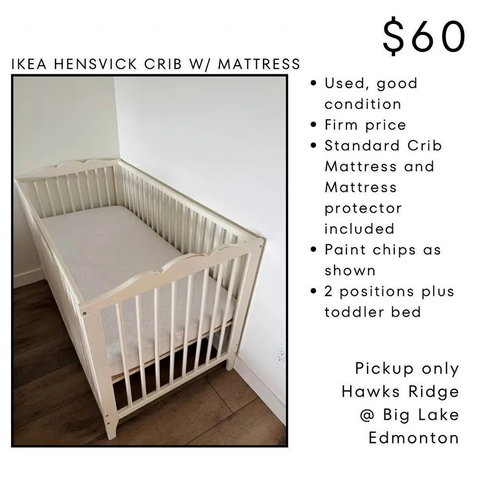 Ikea Hensvik Crib with Mattress