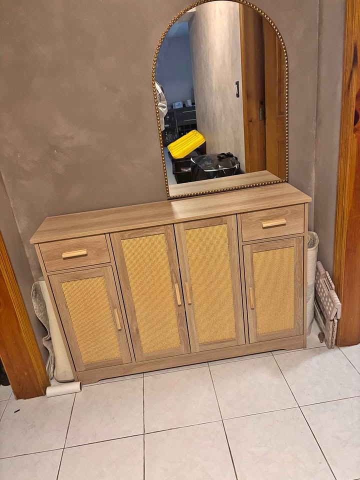 Rattan Sideboard with Doors and Drawers