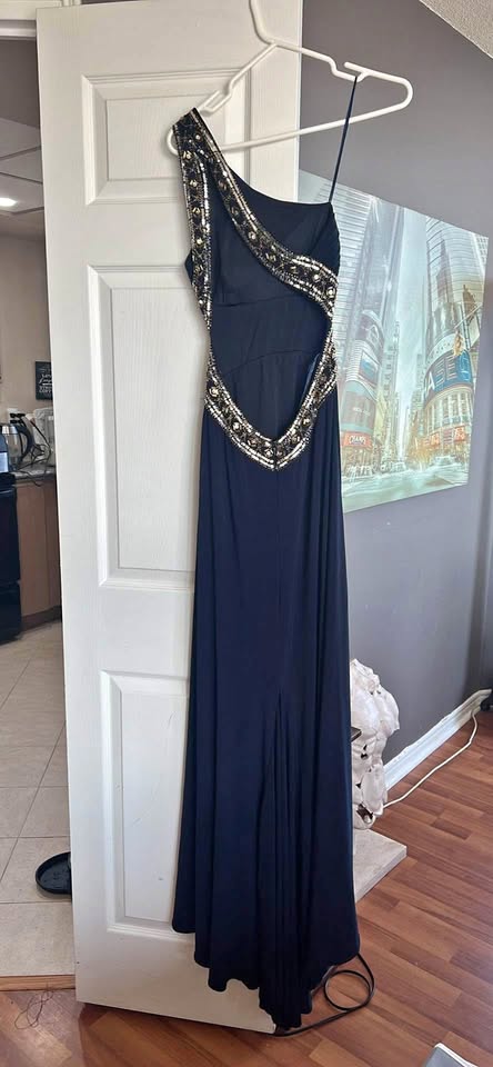 Betsy Adam long navy blue gown
