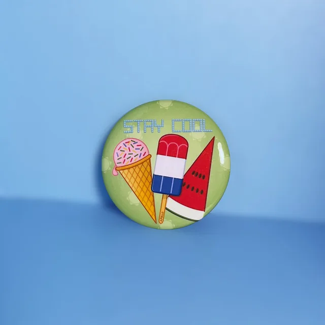 Custom Pin Back Buttons. Hedgehog, Penguin, Duck and Stay Cool image indicator(5)