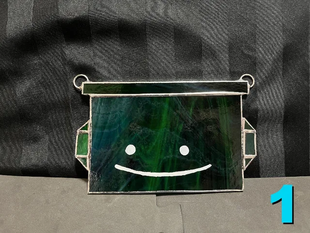 Handmade Stained Glass Three Silly Smiling Dumpsters image indicator(2)