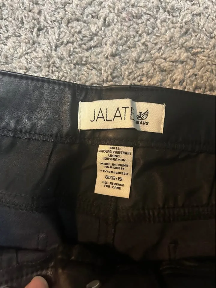 Jalate jeans faux leather straight leg pants Size 15 image indicator(2)