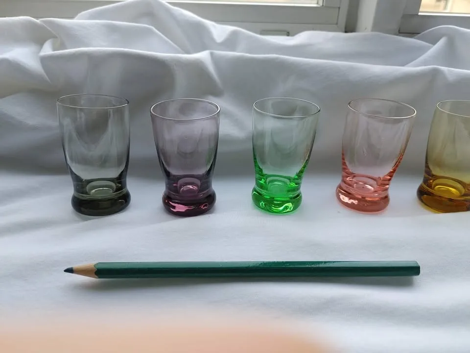 Vintage coloured liqueur glasses (or shot glasses) image indicator(2)