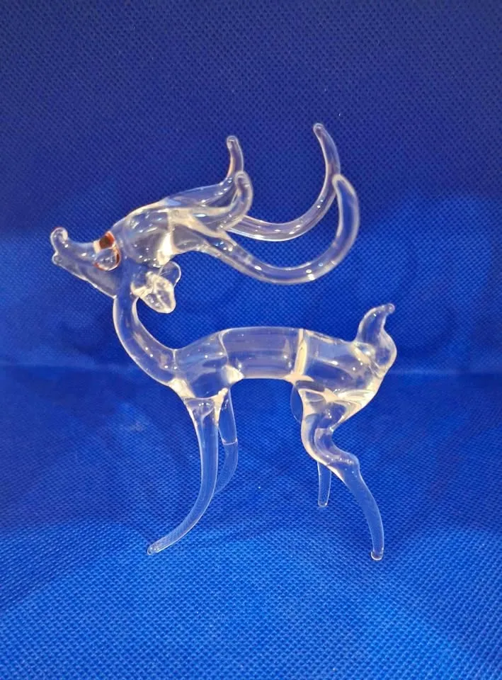 HAND BLOWN GLASS Reindeer Ornament 4 INCH VINTAGE thumbnail