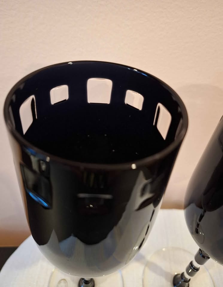 Pair Ajka Crystal Black Onyx Cut Glasses - photo 5