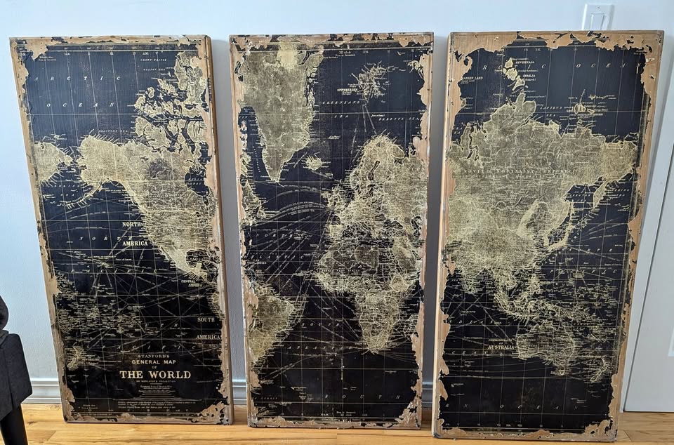 World Map Wall Decor (Set of 3) w/ delivery in Brooklyn