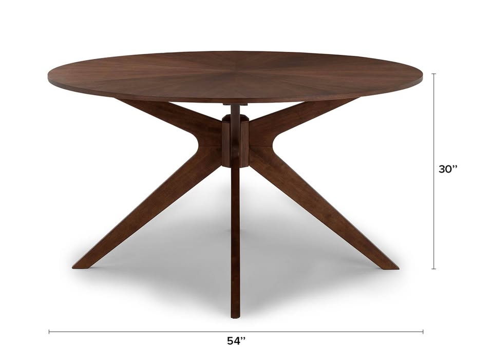 Mid-century walnut round dinning table with chairs - photo 4