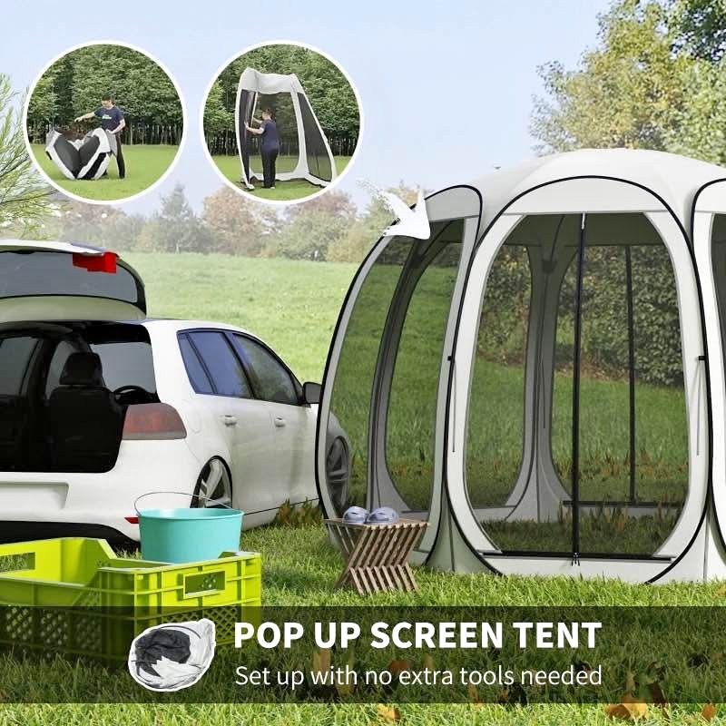 11' x 11.5' Screen Tent, Pop Up Camping Gazebo