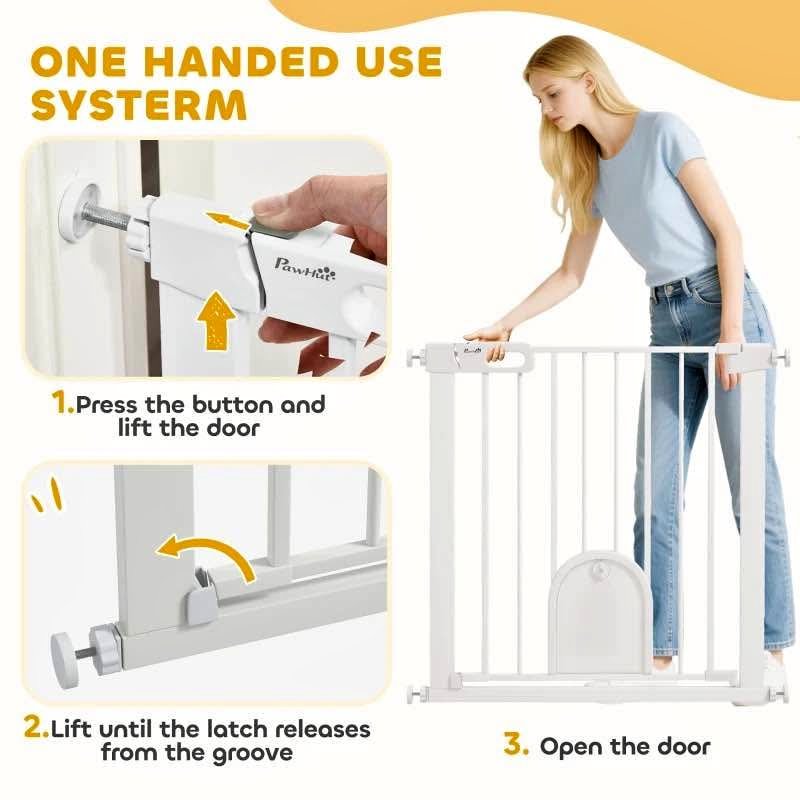 30"-32" Extra Wide Pet Gate Barrier with Small Door