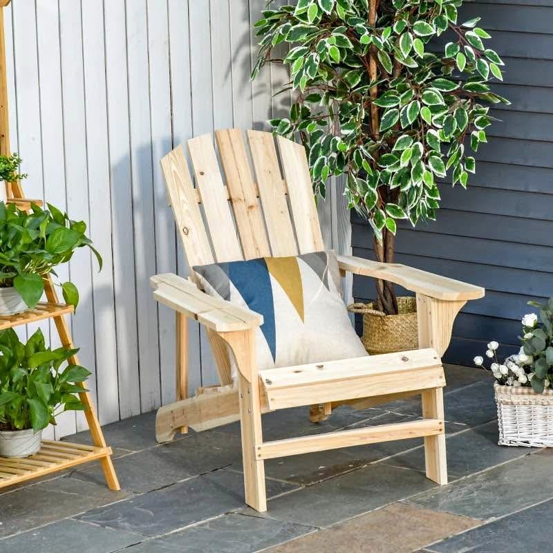 Wood Adirondack Chair, Outdoor Patio Muskoka Chair