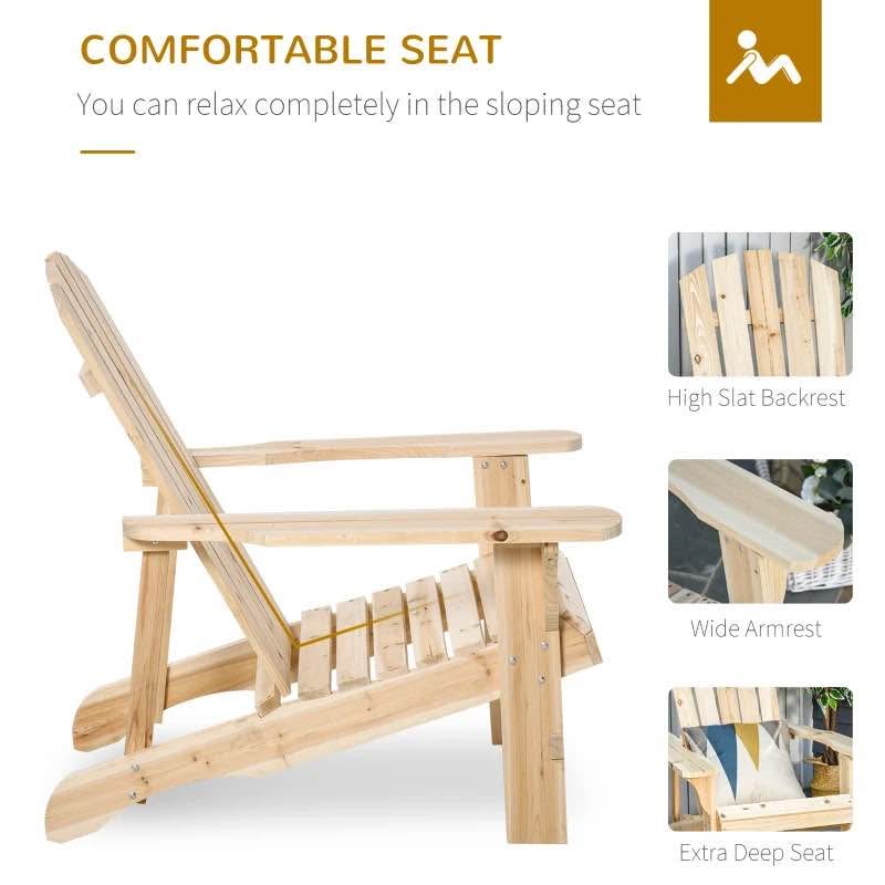 Wood Adirondack Chair, Outdoor Patio Muskoka Chair - photo 2