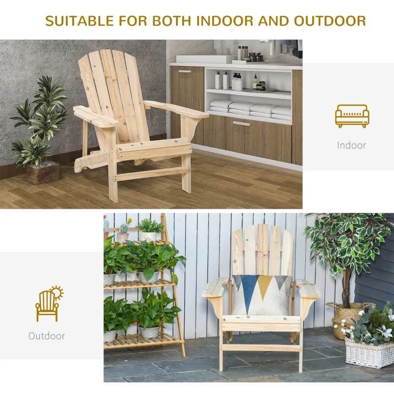 Wood Adirondack Chair, Outdoor Patio Muskoka Chair - photo 3