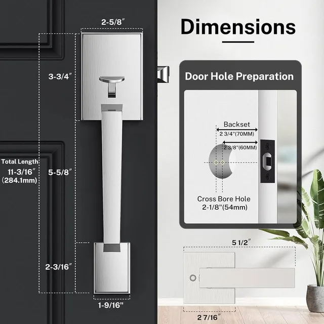 New in box Modern Exterior Door Handle with Passage Door Lever thumbnail