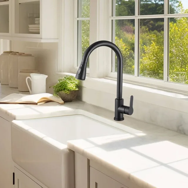 New in box modern black kitchen faucet thumbnail