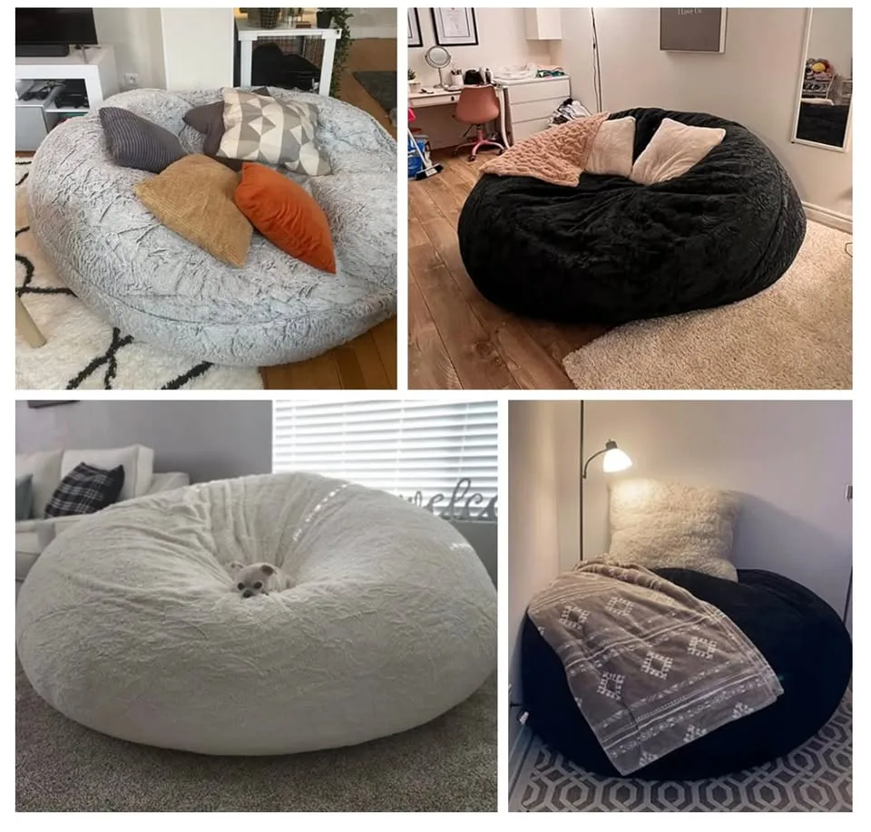 NEW 6 foot Bean Bag Chair Cover - Dark Grey image indicator(3)